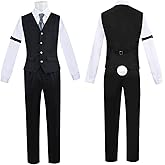 UPUPCOS Adult Men Cosplay Costume Men Black Uniform Shirt Pants Cosplay Full Set Halloween Party