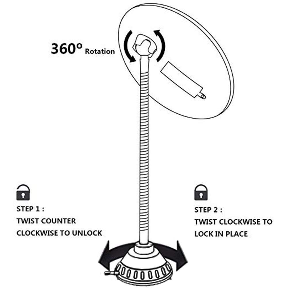 TOP4EVER Flexible Gooseneck LED Lighted 10X Magnifying Makeup Mirror，Power Locking Suction Cup with Dimmable Light and 360 Degree Swivel, Portable Cordless and Home Bathroom Vanity Mirror : Beauty