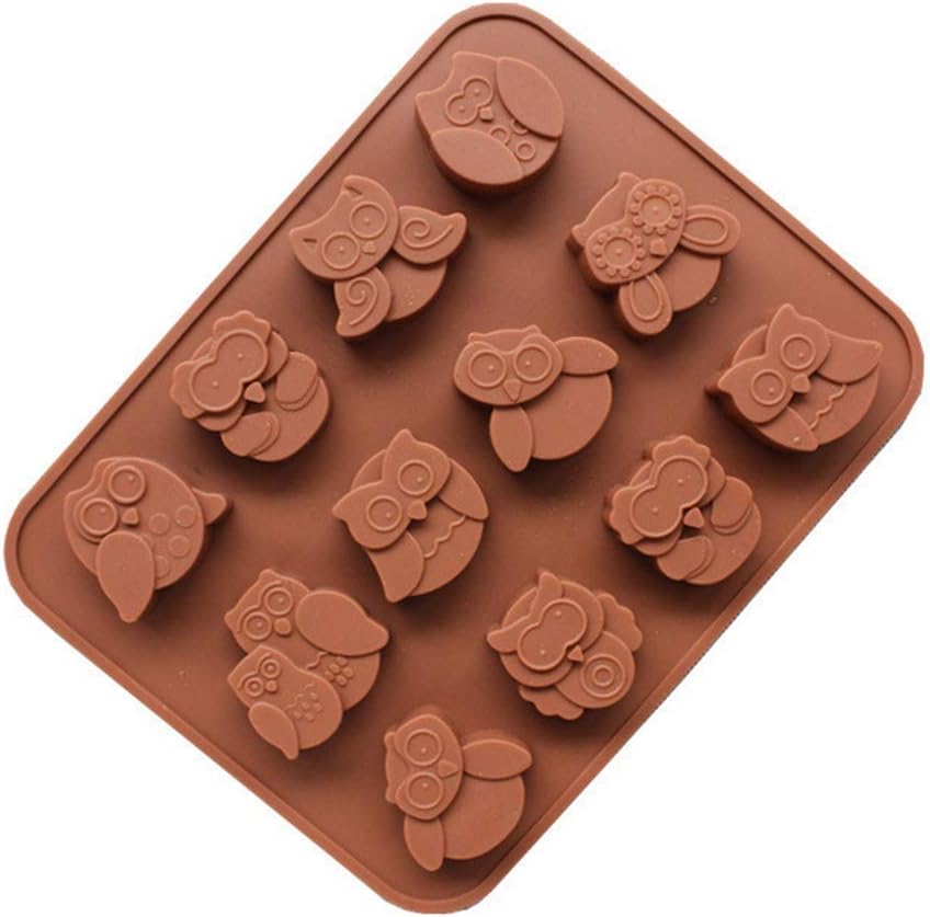 Joyeee Silicone Mold Pan, Cute Owl Silicone Baking Mold for Kids Party's, Jelly, Biscuits, Chocolate, Candy, Ice Cube, Cheesecake, Cupcake, Muffin, Pudding, Pie, Bread, Handmade Soap DIY Mold Tray