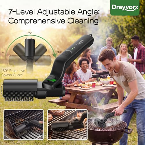 Electric Grill Brush, Cordless BBQ Grill Cleaner for Burnt-On Food, Safe Bristle-Free Electric Grill Cleaning Tool for Outdoor Grills