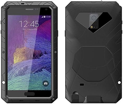 Galaxy Note 4 Case,MAKEIT Hard Metal Corning Gorilla Glass Shockproof/Dustproof/Watertherproof Cover Case For Samsung Galaxy Note 4 (1-Black)