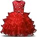 NNJXD Girl Dress Kids Ruffles Lace Party Wedding Dresses Size 2-3 Years Red(100)
