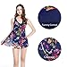 wantdo Women's One Piece Swimsuit Plus Size Swimming Shaping Body Swimdress Navy Red 3XL US 12-14