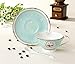 Jusalpha Vintage Blue Bone China Teacup Spoon and Saucer Set TCS05