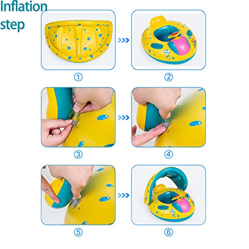 image for EncoyKid Baby Swimming Ring, Inflatable Baby Float Sunshade Swimming B