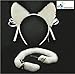 A&S Creavention Cat Ear Cosplay Headband and Accessories - White Ear Tail Set