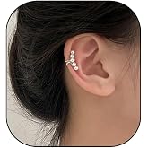 Ear Cuffs Earrings for Women Non Piercing Cartilage Cuff Wrap Clip on Earrings Trendy Pearl Rhinestone Tassel Chain Earrings Jewelry for Women