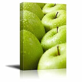 Canvas Prints Wall Art - Large Group of Green Granny Smith Apples in a Row | Modern Wall Decor/Home Decoration Stretched Gallery Canvas Wrap Giclee Print & Ready to Hang - 18" x 12"