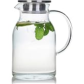 Karafu 68 Oz/2 Liter Glass Pitcher with Lid, Heat Resistant Water Jug for Hot/Cold Water, Ice tea and Juice Beverage