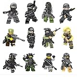 Minifigures Set - 12pcs Army Minifigures SWAT Team with Military Weapons Accessories Policeman Soldier Minifigures Toys Building Blocks 100% Compatible