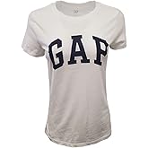 GAP Womens Logo T-Shirt (Large, White (Navy Logo))