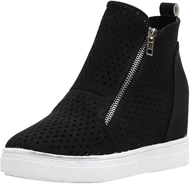 black wedge sneakers with black soles