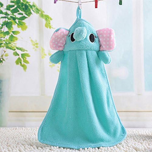WOMU Kids Cute Animal Hand Towel Cartoon Microfiber Absorbent Quick-Dry For Kitchen Bathroom (blue)