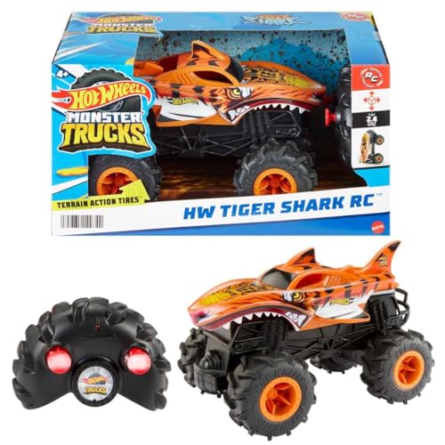 Hot Wheels Monster Trucks HW Tiger Shark RC, Remote-Control Vehicle