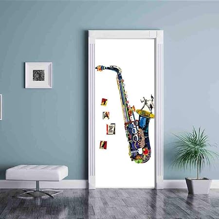XWBD Modern Abstract Musical Instruments Sax Vinyl Wall Decal Sticker