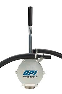 GPI 131000-1, HP-90 Fluid Transfer Hand Pump, Up to 25 Gal/100 Strokes, Nozzle with Built-in Holder, 8’ Hose, Suction Pipe