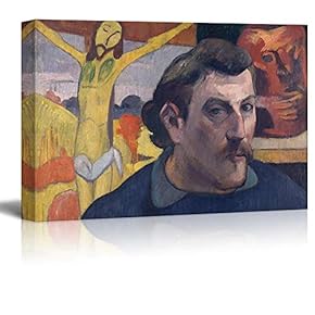 "Self Portrait with Yellow Christ by Paul Gauguin - French Post-Impressionist - Canvas Art Home Art - 12x18 inches