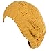 BYOS Winter Chic Warm Double Layer Leafy Cutout Crochet Knit Slouchy Beret Beanie Hat (Mustard Yellow Leafy)