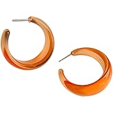Colorful C shape Hoop Earrings for Women Resin Acrylic Y2k Multicolor Chunky Big Lightweight Jewelry