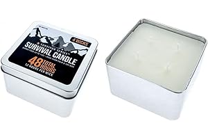SE 4 Wicks Survival Candle in Tin Box, 48 Total Hours/12 Hours Per Wick Top Layer Soy Wax, Great Light Source Gear for Survival, Camping, Blackout & Peace of Mind