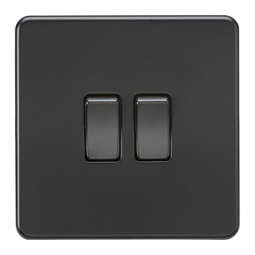 Knightsbridge SF3000MBB Screwless 2G 2-Way Switch Rockers, 230 V, Matt Black
