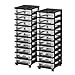 IRIS USA 10-Drawer Rolling Storage Cart with Organizer Top, Black, 2 Pack 585654