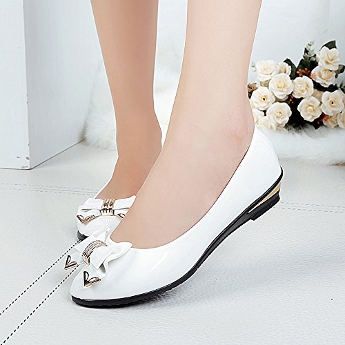 Newest Women's Flat Shoes,Sunyastor Spring Autumn Toe Flat Heel Bow Tie Shoes Women Fashion Women's Leather Slip On Shoes White