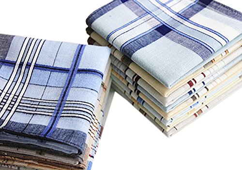 LACS Mens Classic Woven Cotton Striped Handkerchiefs Hankies Pack