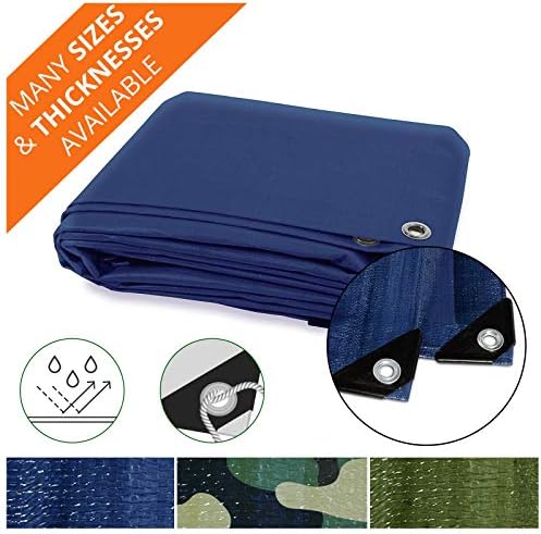 Heavy Duty Tarps | Waterproof Ground Tent Trailer Cover | Multilayered Tarpaulin in Many Sizes and Thicknesses | 15 Mil - Blue - 12' x 14'