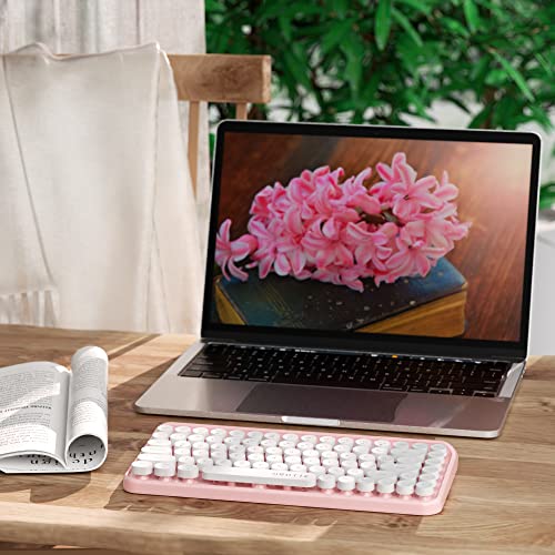 UBOTIE Wireless Bluetooth Keyboard, Portable 84Key with Cute Retro