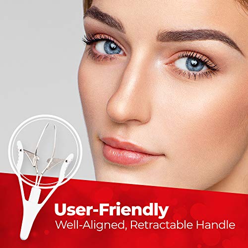 Titania Germany Automatic Tweezers - Premium Stainless Steel Tweezer with Angled Tips & White Plastic Handles For Easy Grip & Clean Plucking - Precision Eyebrow & Hair Remover