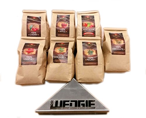 Lumber Jack Smokin Wedgie BBQ Pellet 7 Varieties Pack - 1 Lb. Bag - 100% (Apple, Cherry, Pecan, Hickory, Maple-Hickory-Cherry, Mesquite and Maple) - Shipped Priority Mail if Qty 1