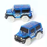 2PCS Race Cars for Race Track Glow in the Dark With Light Up LED Cars Set Toys Set of 2 (Blue)