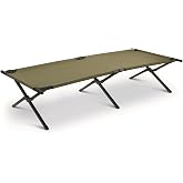 HQ ISSUE Camping Cot for Adults, Heavy-Duty Comfortable Military Army Style Portable Folding Sleeping Camp Tent Bed with Carry Bag, 225-lb Capacity