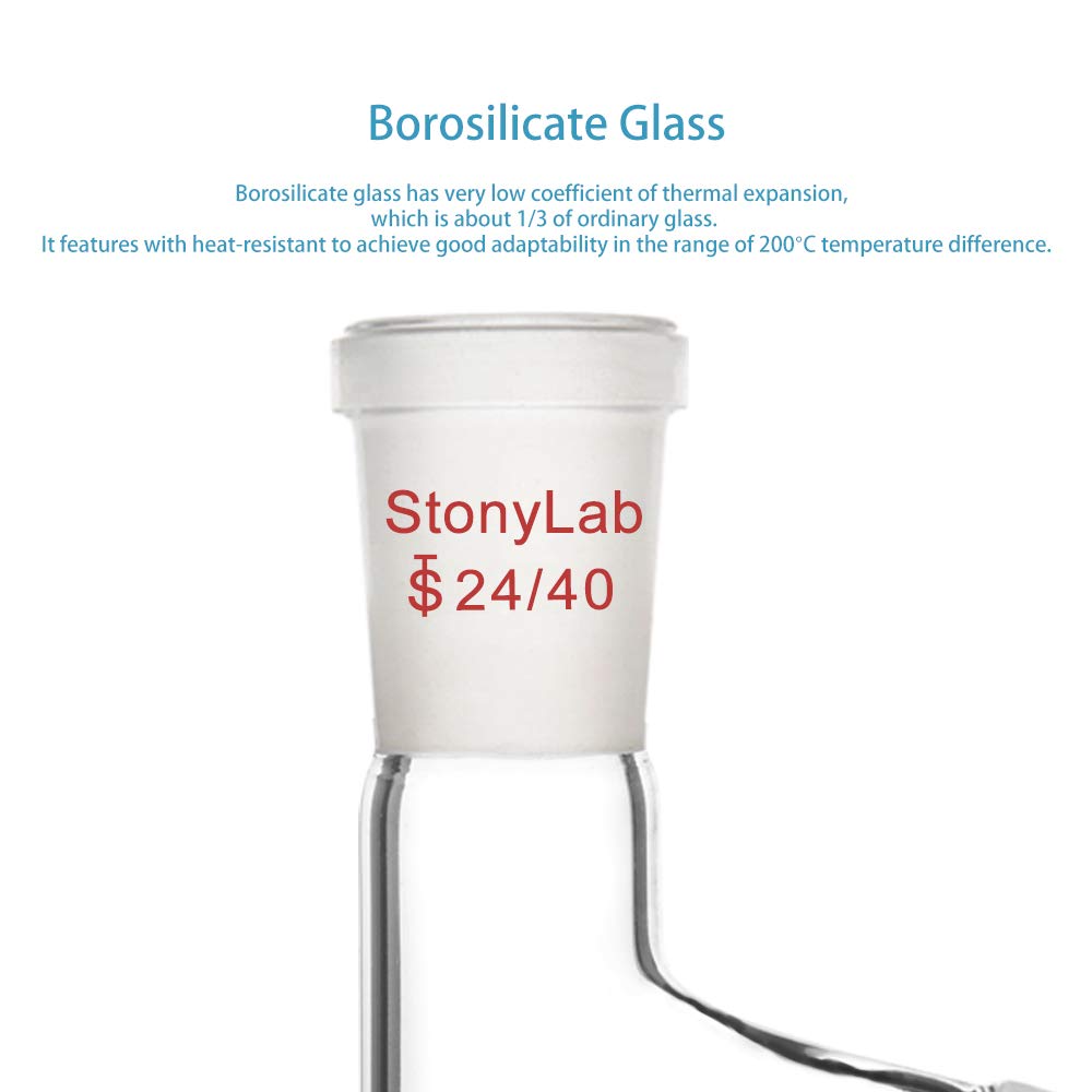 StonyLab 3 Way Distilling Adapter with 24/40 Joints for Distillation Apparatus - Image 3
