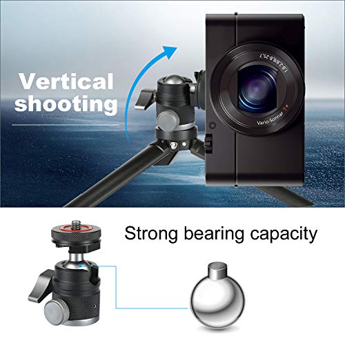 Aluminium Mini Ballhead Mount 360°Rotatable Adapter For Tripods Monopods