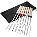 Zacro Marshmallow Roasting Sticks-Set of 8 Pcs Safe for Kids 11-31 Inches Telescoping Hot Dog Smores Forks, Extra 10pcs Wooden Stickers-, Camping, Campfire, Bonfire & Outdoor Cookware Kit