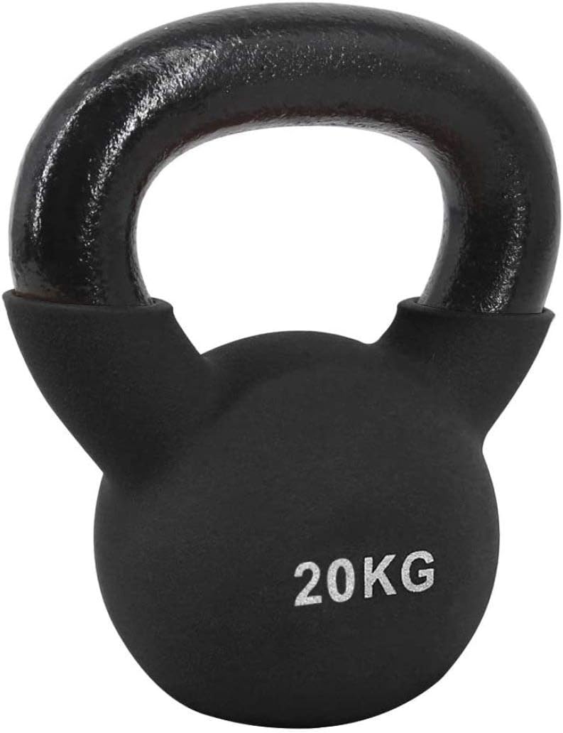 FOTEE Fitness Kettle Bell, Kettlebell for Strength Training Cast Iron Neoprene Coated Kettlebell Home Gym Fitness Exercise Strength Training,A_Black-20KG