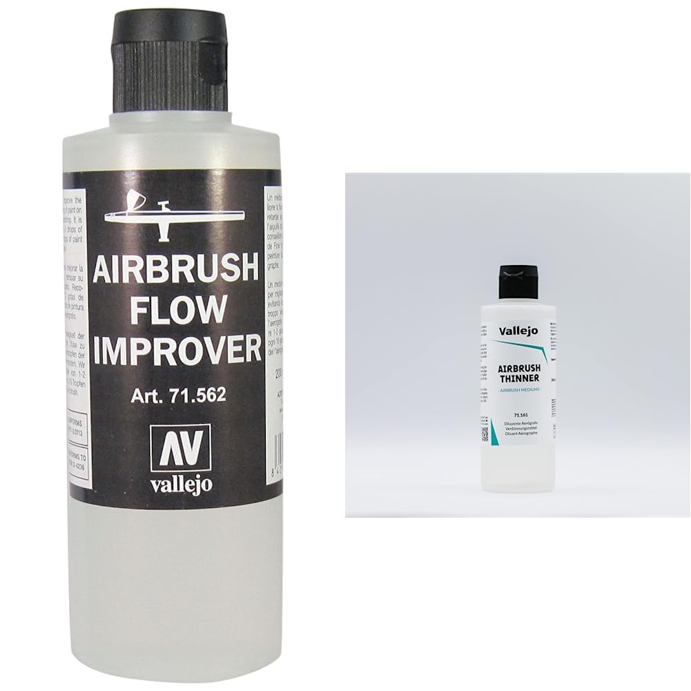 Vallejo 200 ml Flow Improver Airbrush Model Air Bottle & Model Air 200 ml Thinners