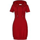 MISSKY Women's Pullover Hooded Kangaroo Pocket Sweatshirt Casual Hoodie Dress