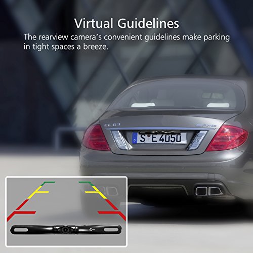 【Upgrade Version】 Backup Camera Esky Car Rear View Reversing Backup Camera with 170 Degree Perfect Wide View Angle Design 2 LED Lights Night Vision 1/3 inch Color CMOS Waterproof Car Backing Camera