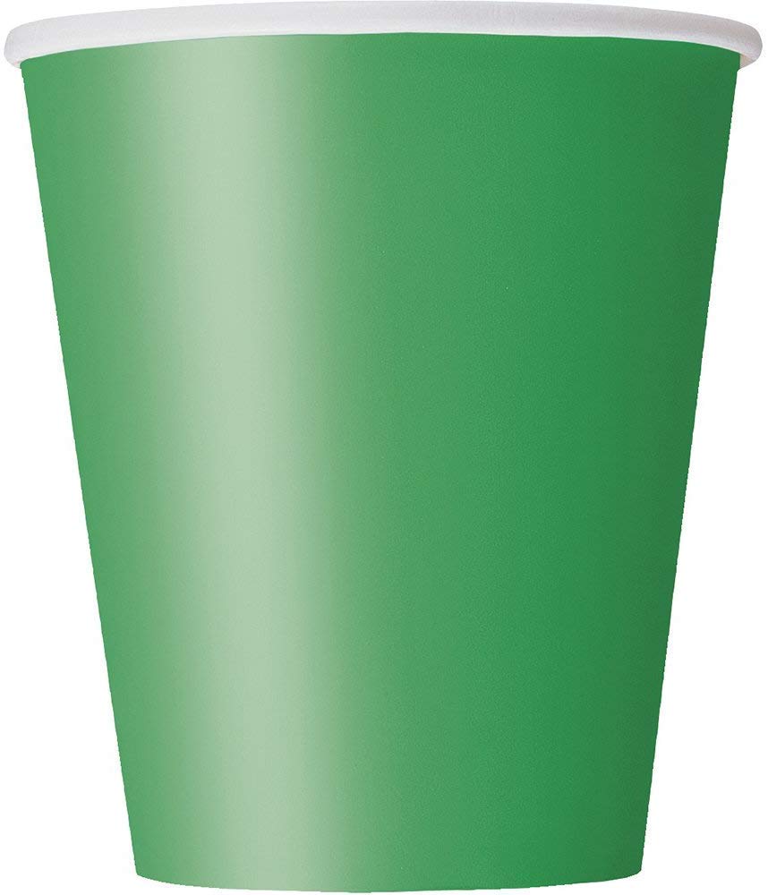 Vibrant Emerald Green Solid Paper Cups (9oz) 8 Count - Vibrant, Eco-Friendly Disposable Drinkware for Parties and Events