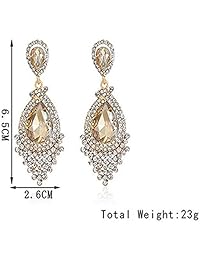 Pendientes largos con cristales de imitación en forma de lágrima