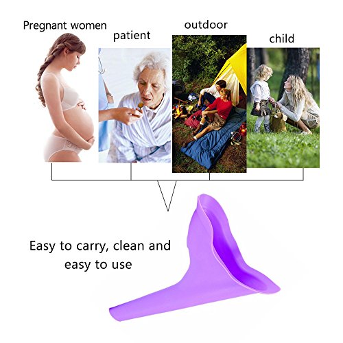 Travel Female Urinals, Portable Women Standing Pee Urination Funnel Device Outdoor Movable Reusable Toilet, Spill Proof, Anti-backflow (4 Pcs Purple) - Thumbnail 3