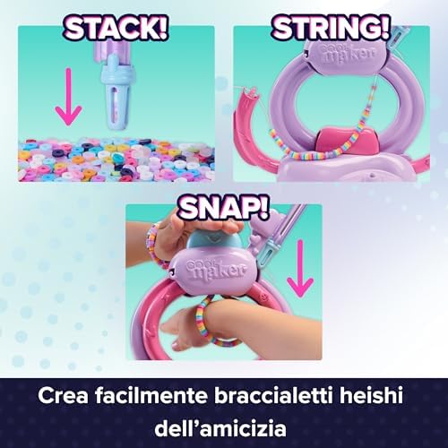, Macchina dei Braccialetti Heishi dell'Amicizia, con Pratica Penna Impila-Perline e oltre 1200 Perline, per la Realizzazione di 15 Braccialetti, Giocattoli Artistici per Bambine, 7+ Anni — foto 2 di 8