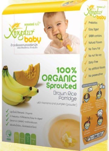 Baby Rice Cereal Organic with Banana and Pumpkin Powder with High Nutritional Value, Xongdur 20 G.(0.70 Oz.) * 6 Sachets.