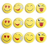 12-Pack Emoji Refrigerator Magnets, Fridge Magnets, Cute Magnets, Round Magnets for Magnetic Message Whiteboad, Office Cabinets (Smile Face)