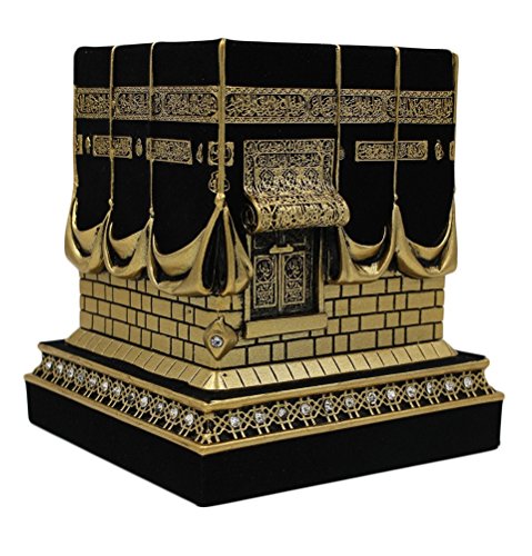 Islamic Home Table Decor Kaba Replica Model Showpiece Bookend Eid Gift (Large, Gold)