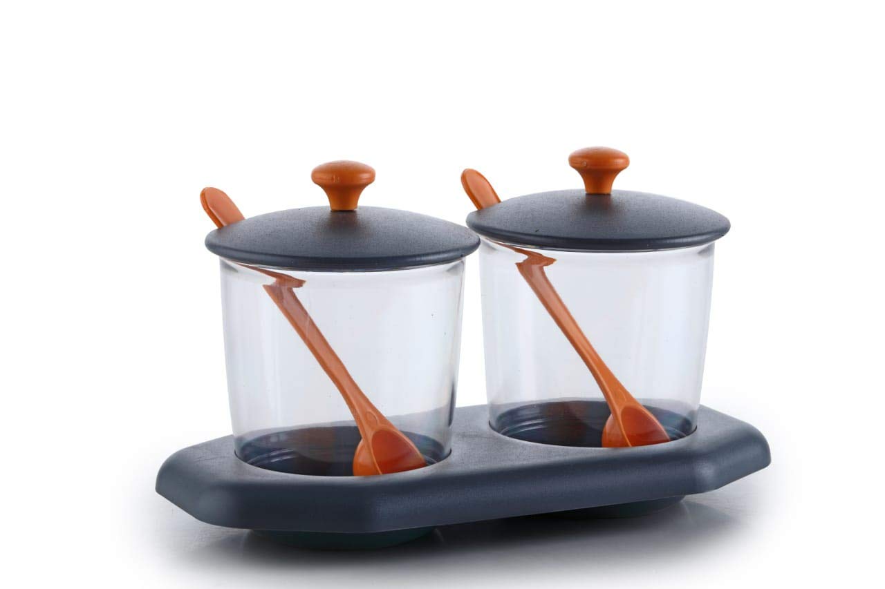 Leavens Dining Table Plastic Pickle Jar with Tray Spoons, Kitchen