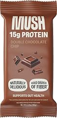 MUSH Protein Bar - Double Chocolate Chip - 15g Protein, Good Source of Fiber, Gluten Free, No Refined Sugar, Sustained Energy